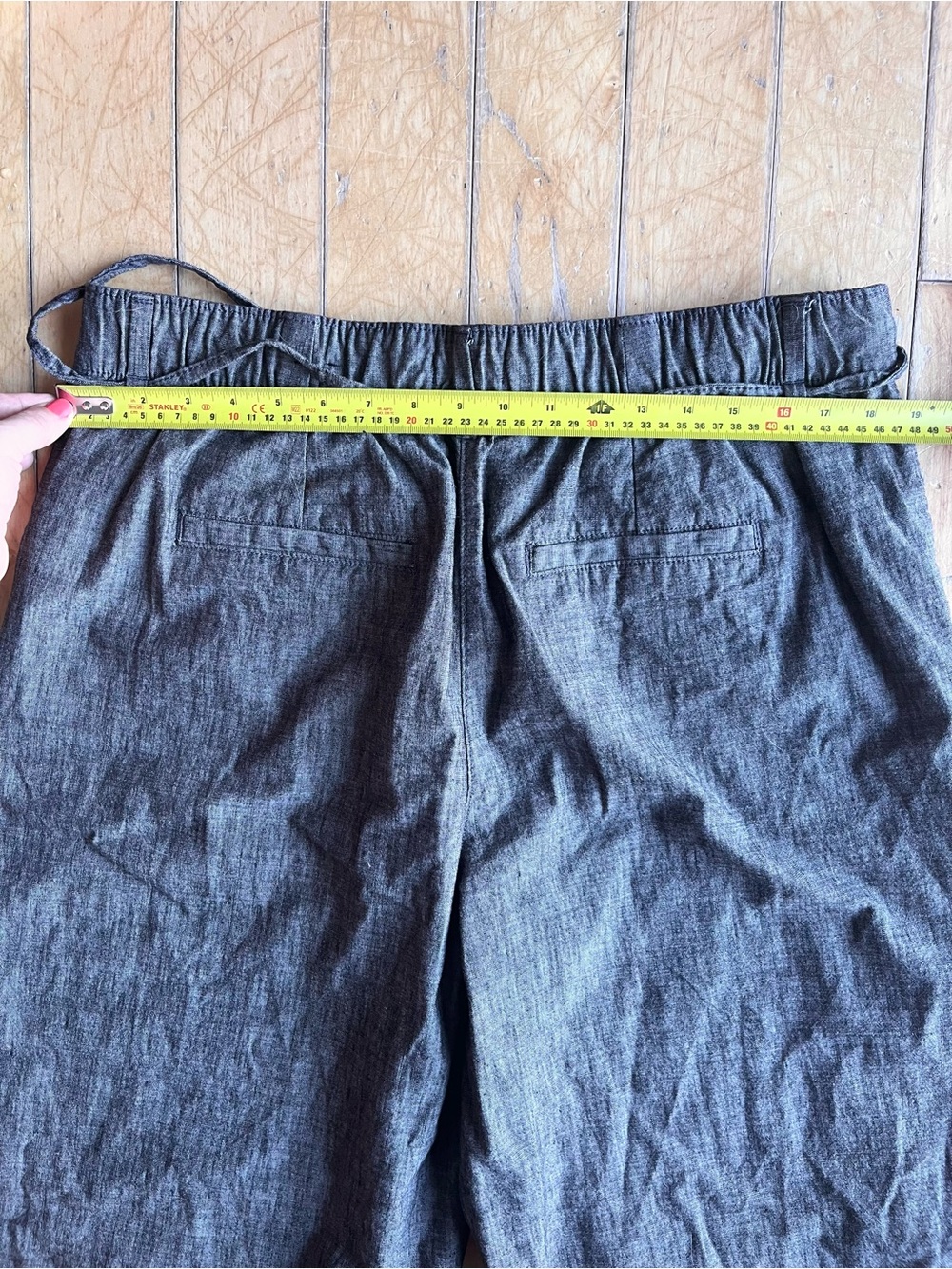 Reitmans Relaxed Charcoal Cotton‑Blend Cropped Wide-Leg Drawstring Pants Size 16 - Picture 7 of 8